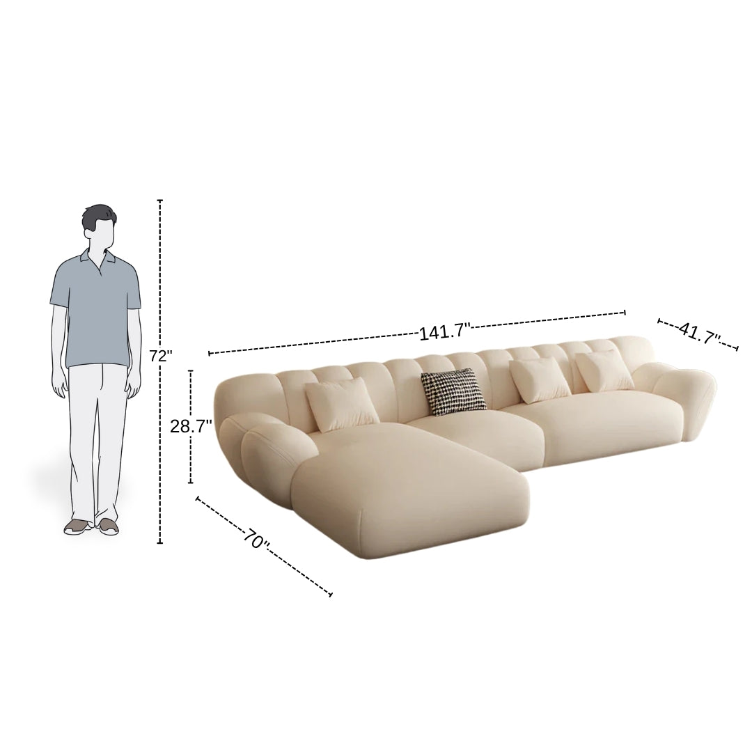 5 Seater LuxeCloud Curve L-Shaped Sofa