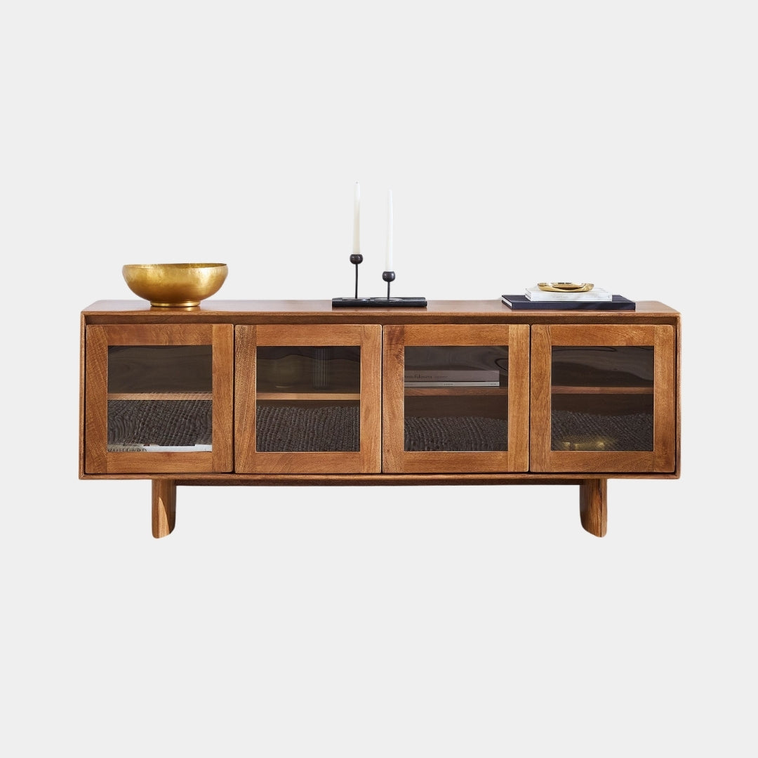 Vintage Frame Glass-Door TV Unit
