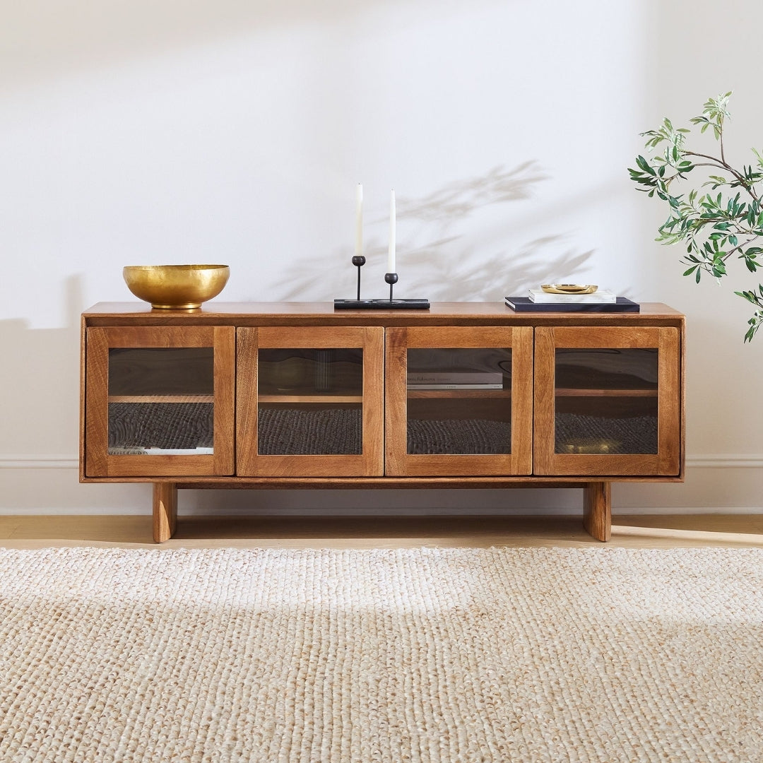 Vintage Frame Glass-Door TV Unit
