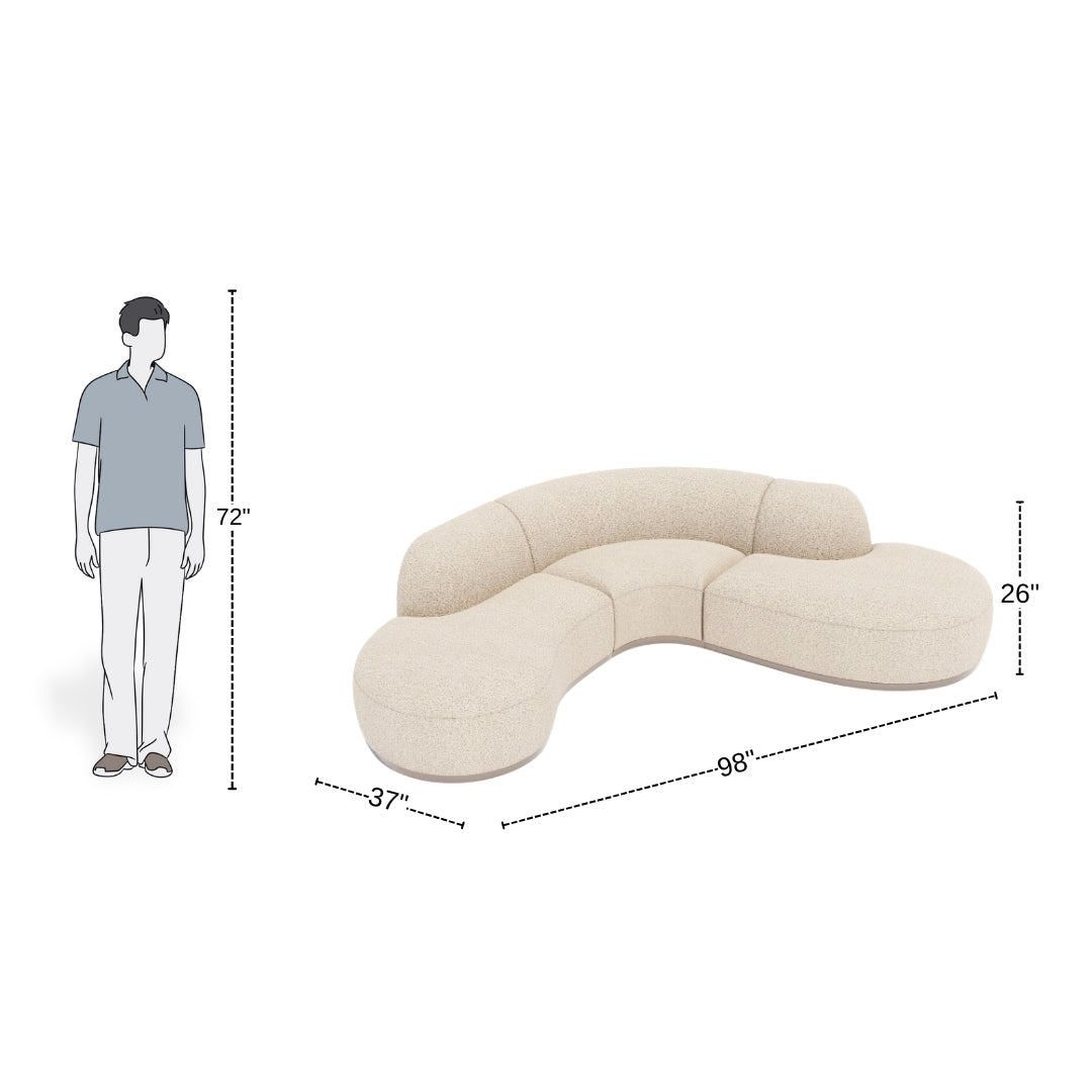 4 Seater Luxurious Off-White Curve Design Sofa