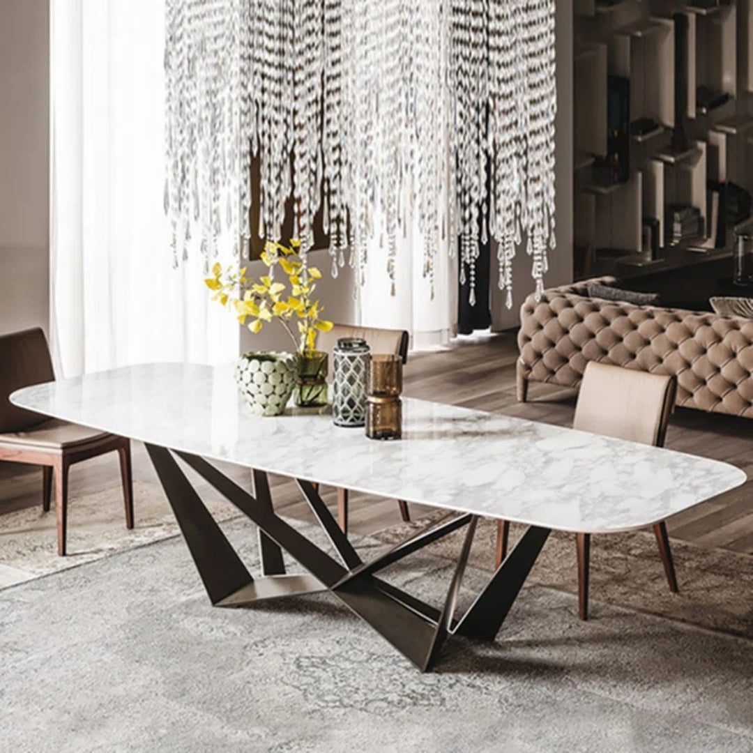 8 Seater Rectangular Italian Marble Top Dining Table