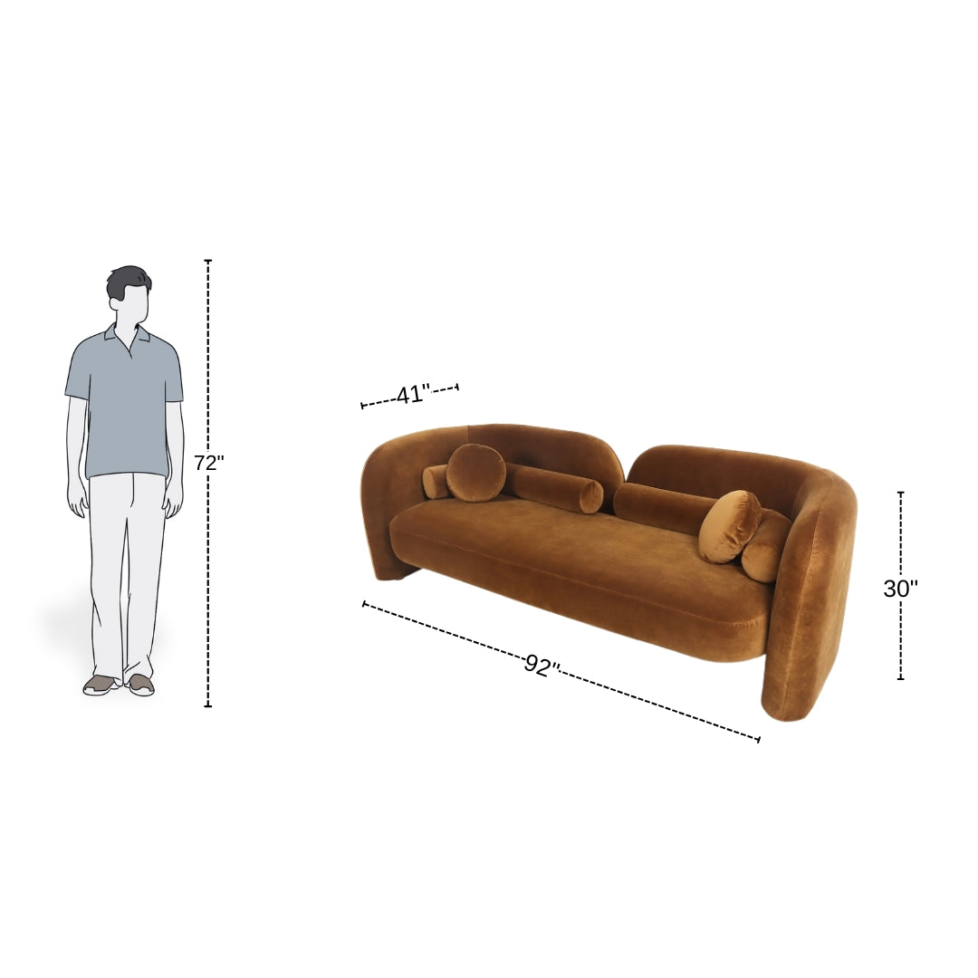 3 Seater Modern Comfy Tan Brown Lounge Sofa