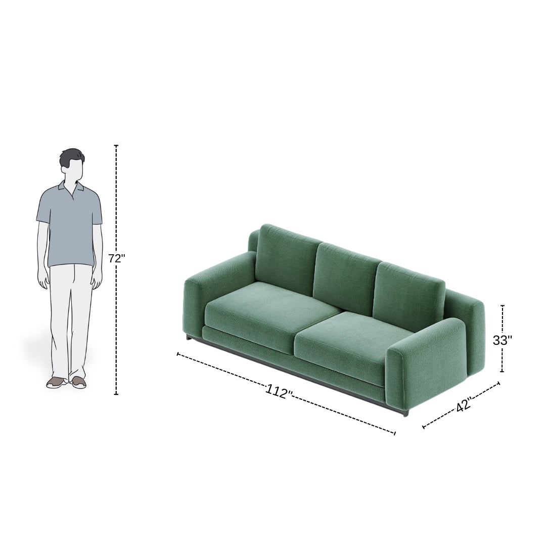 3 Seater Modern Dark Green Sofa