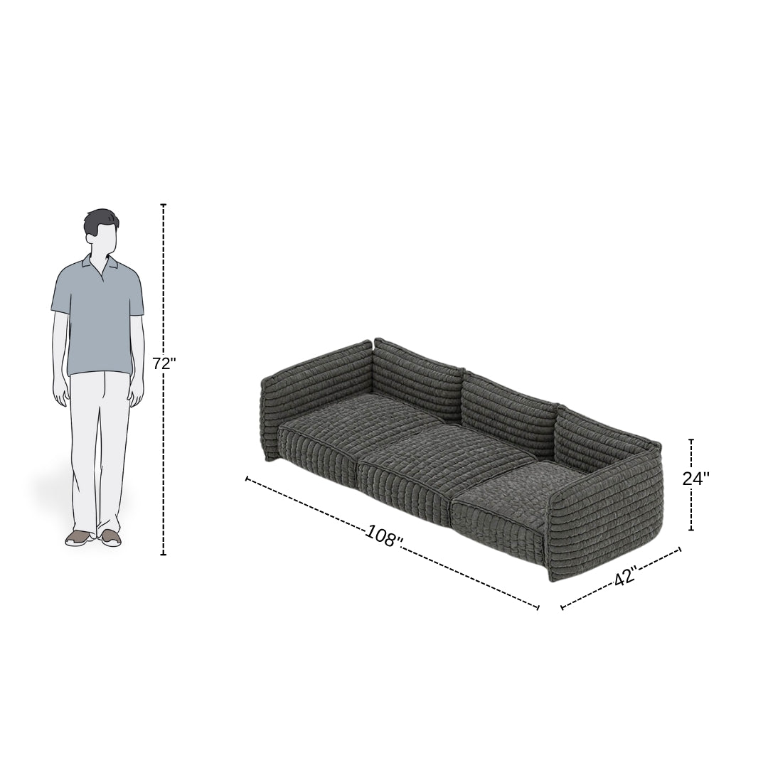 3 Seater Space Grey Sofa With Super-Soft Upholstery