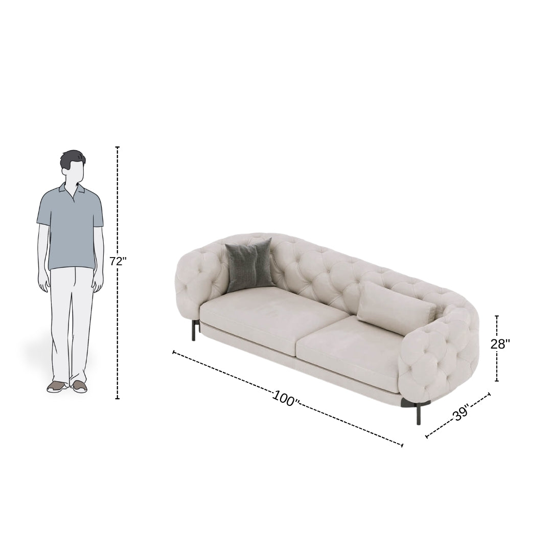 2 Seater Luxury White Sofa With Spill-Proof Fabric