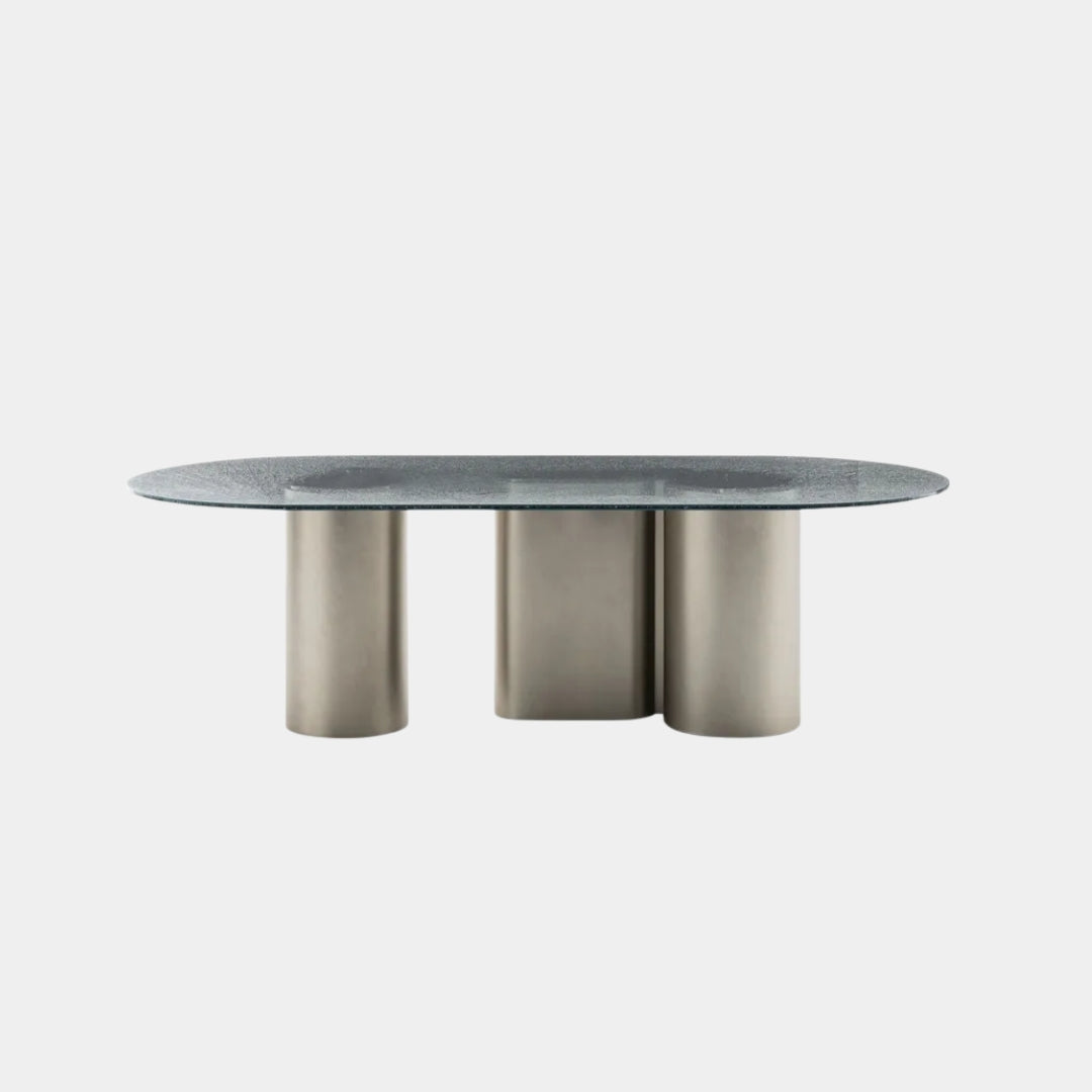 8 Seater Elegant Minimalist Oval Dining Table with Column Legs
