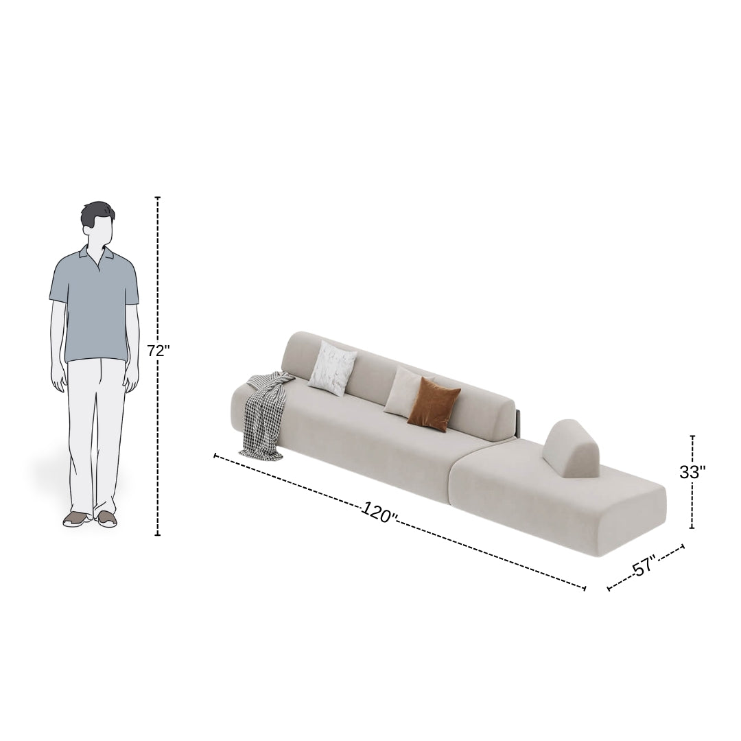 4 Seater Modern Beige Sofa