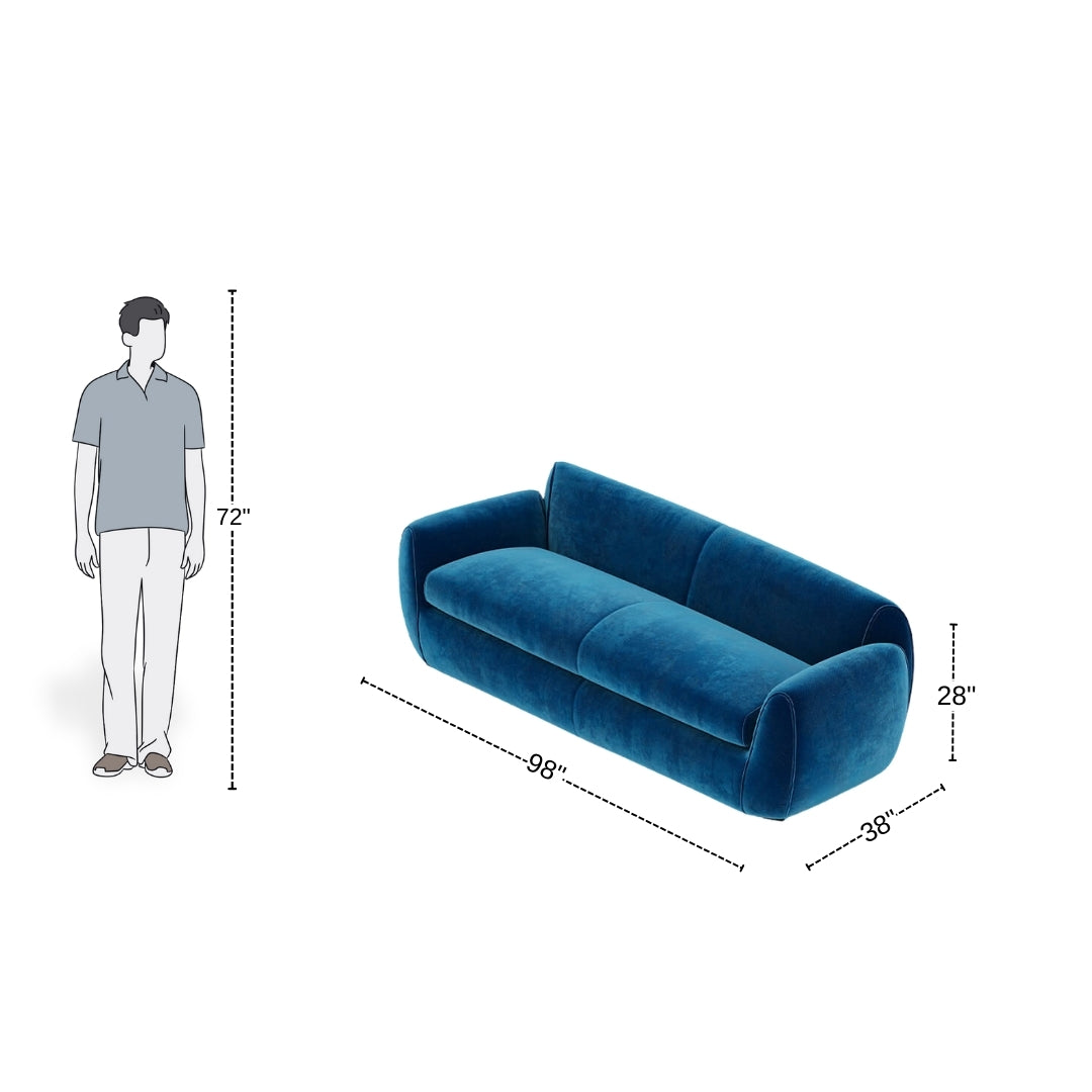 4 Seater Modern Royal Blue Sofa for Living Room