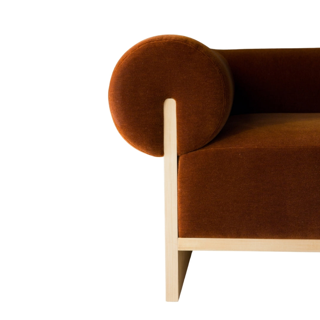 3 Seater Rust Wooden Lounge Sofa