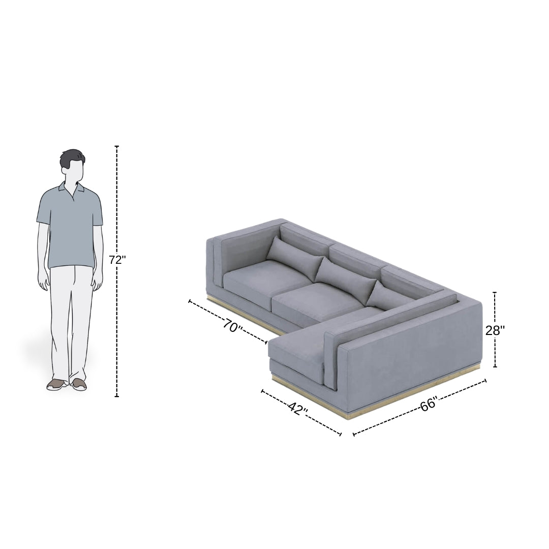 4 Seater L-Shaped Modern Grey Sofa