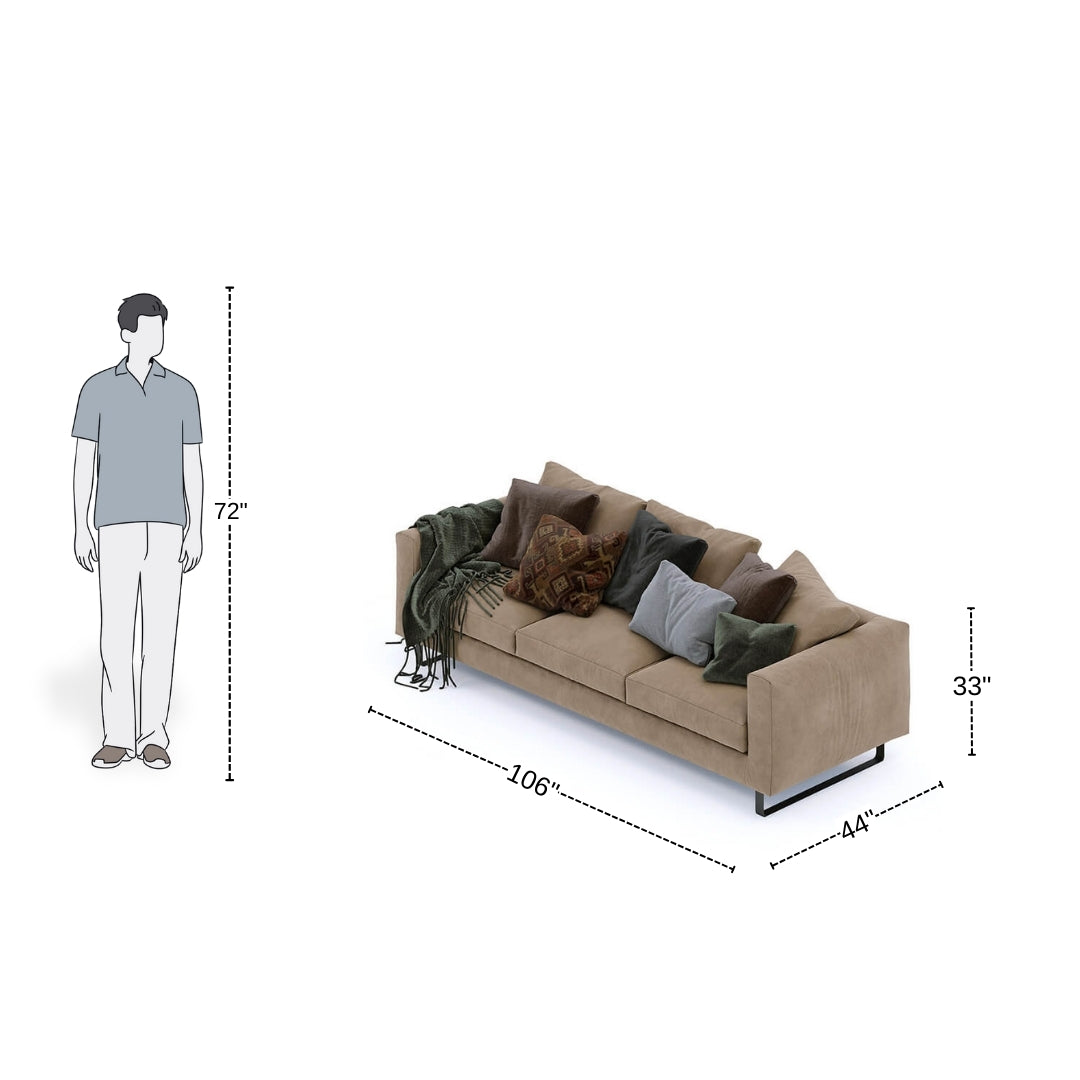 3 Seater Modern Light Brown Sofa
