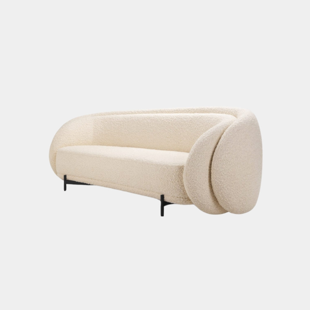 4 Seater Beige Contemporary Curve Lounge Sofa