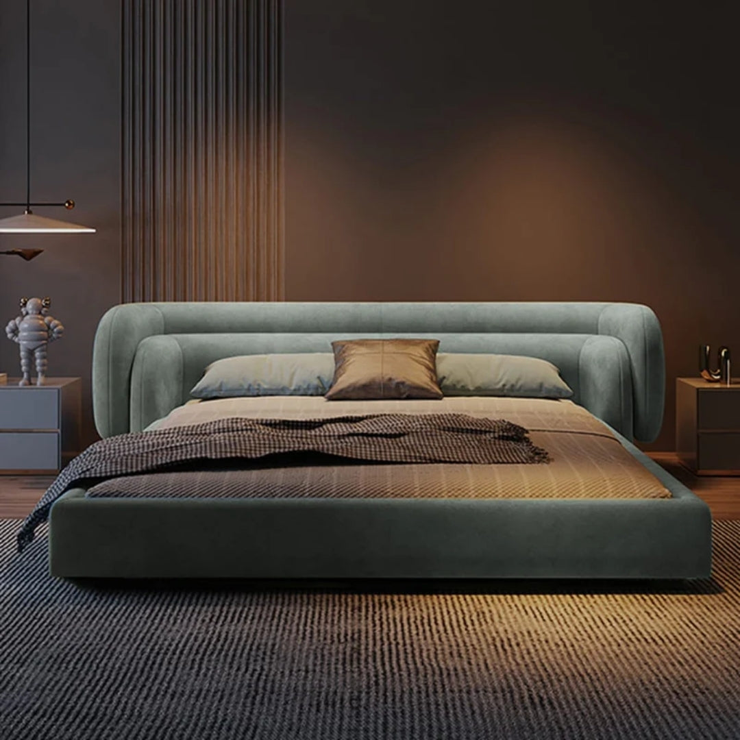 Aurora Curve Upholstered Bed with Curved Headboard