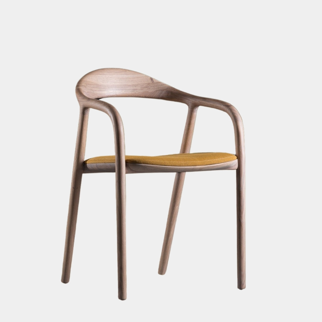 Solid Wooden Upholstered Dining Chair with Armrest