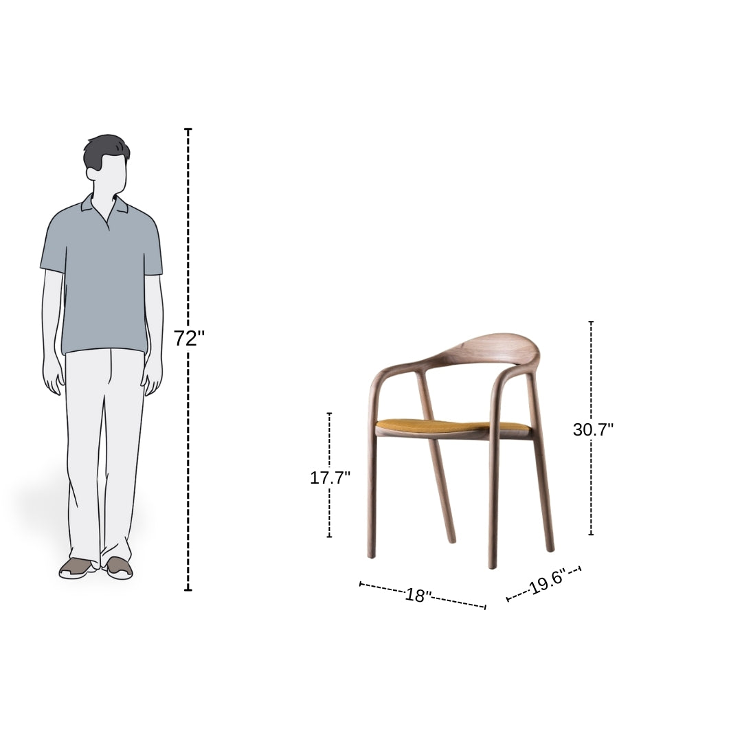 Solid Wooden Upholstered Dining Chair with Armrest