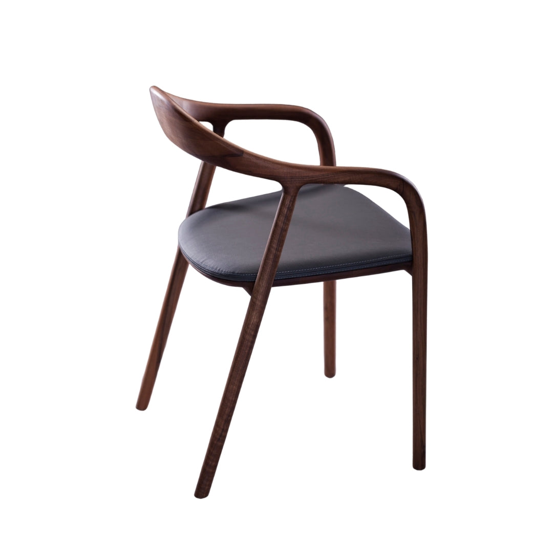 Solid Wooden Upholstered Dining Chair with Armrest