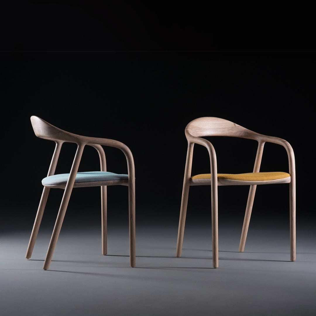 Solid Wooden Upholstered Dining Chair with Armrest