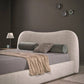 Serene Curve Upholstered Bed in Ivory Finish