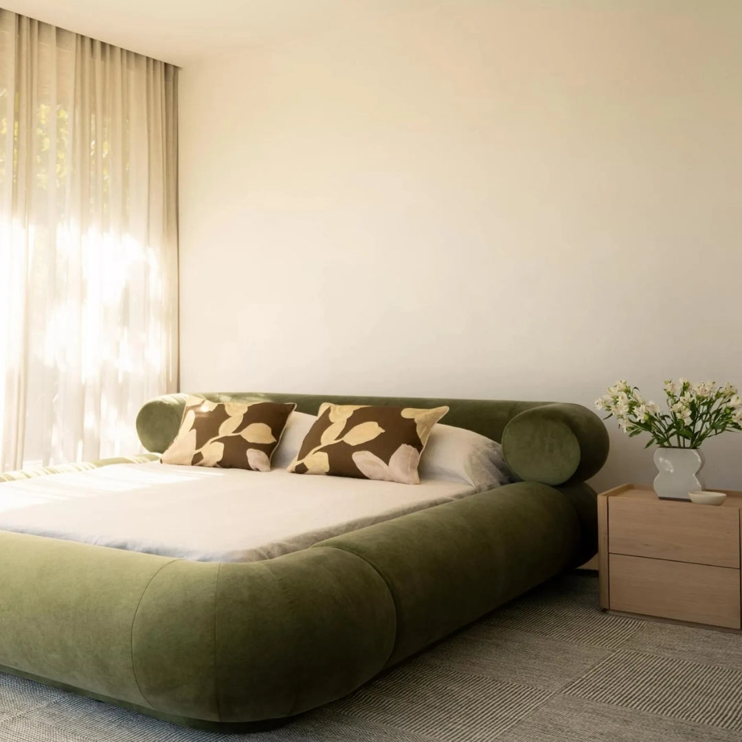 Olive Haven Upholstered Bed with Rounded Headboard