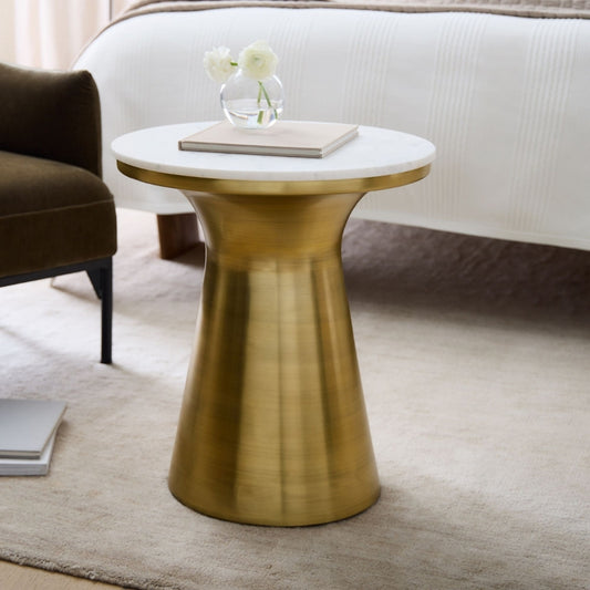 Golden Bloom Pedestal Side Table 


