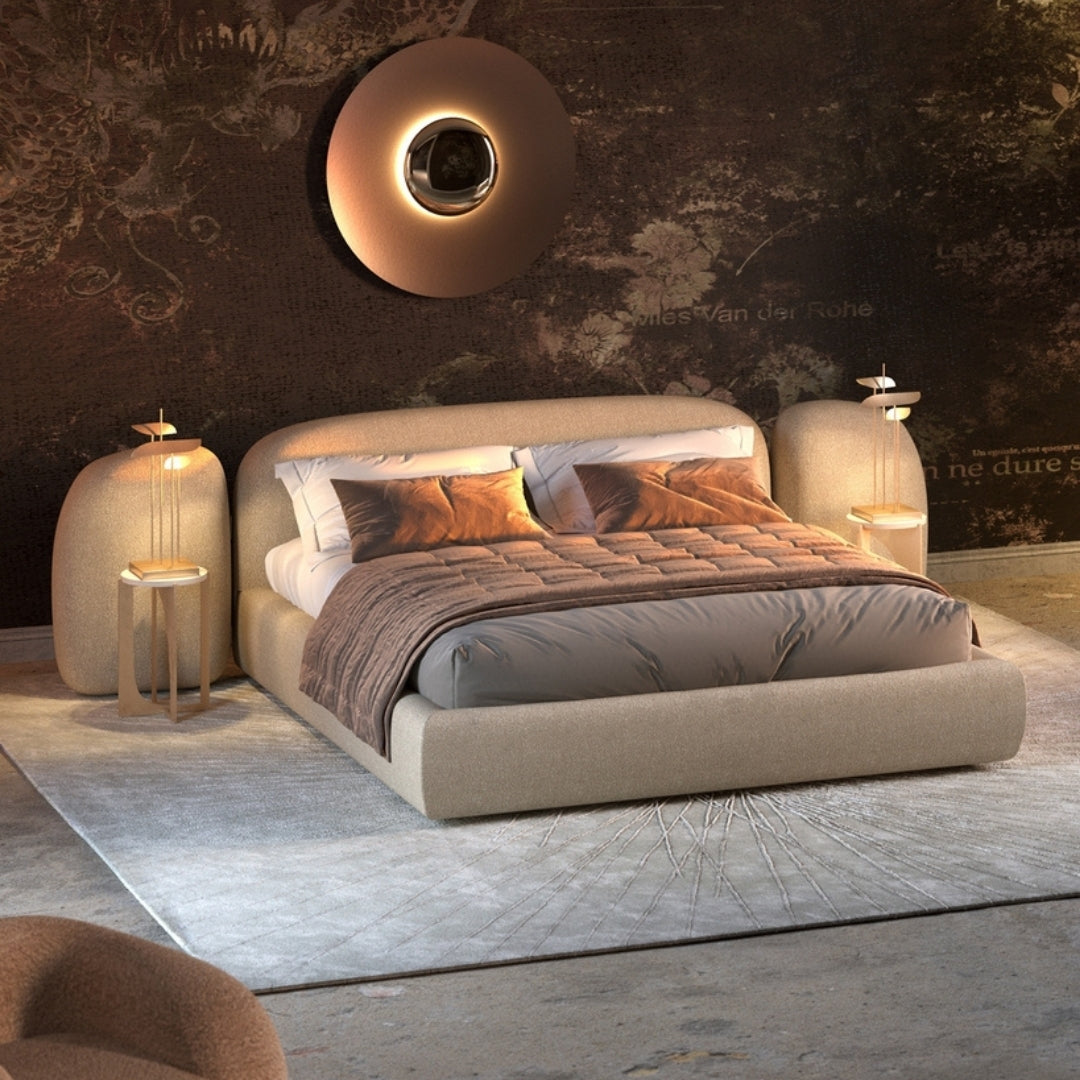 Ivory Crest Upholstered Bed with Rounded Headboard