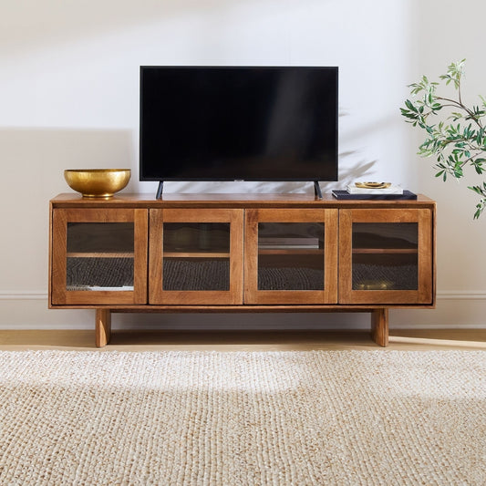Vintage Frame Glass-Door TV Unit