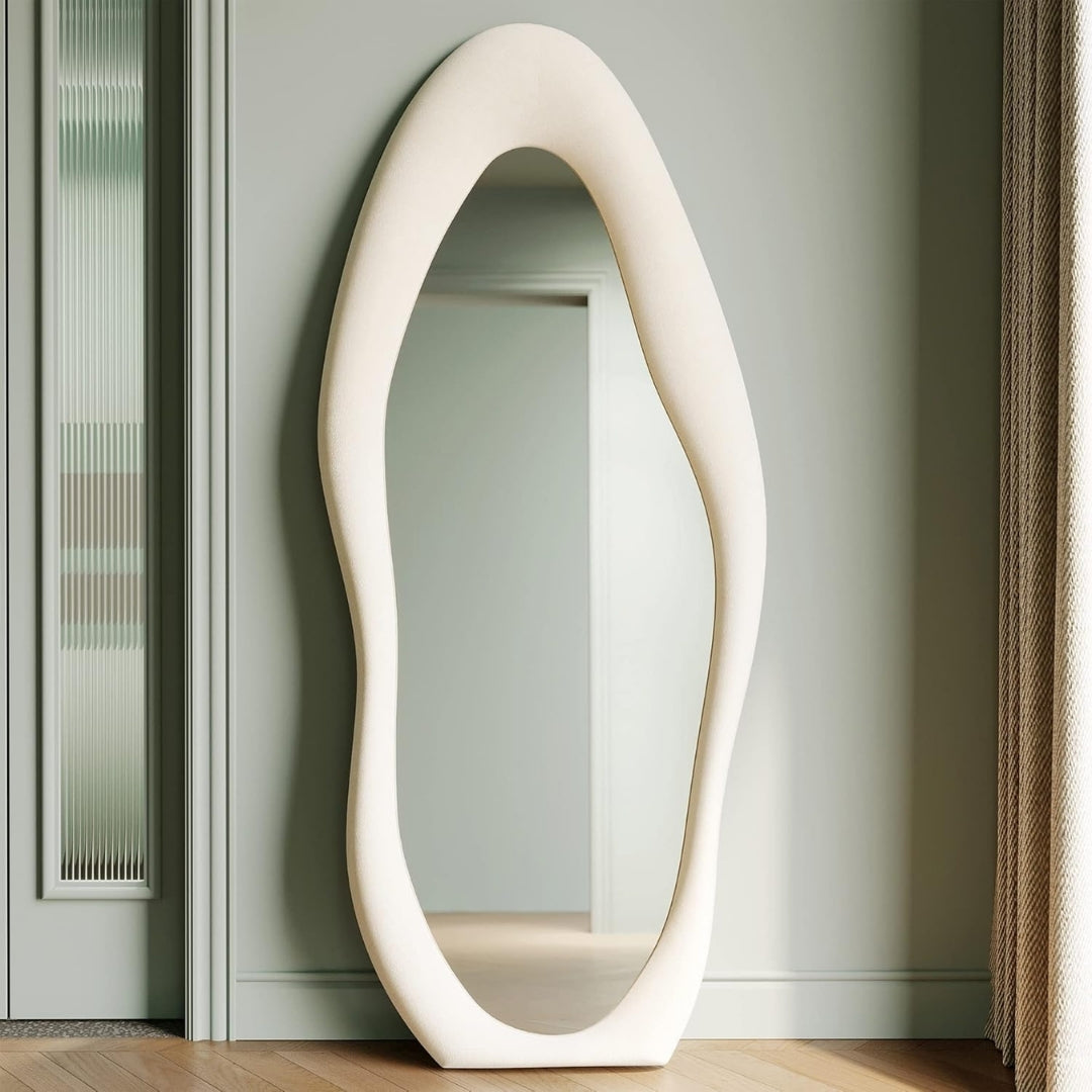 Ivory Flow Contemporary Standing Mirror