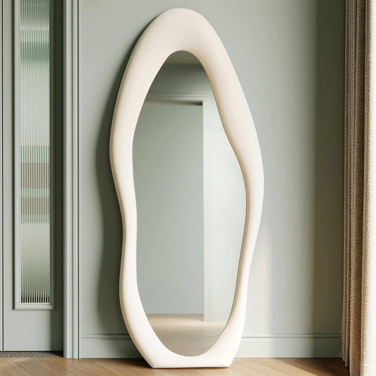 Ivory Flow Contemporary Standing Mirror