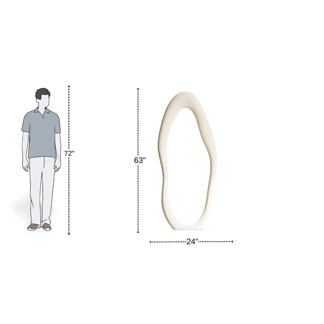 Ivory Flow Contemporary Standing Mirror
