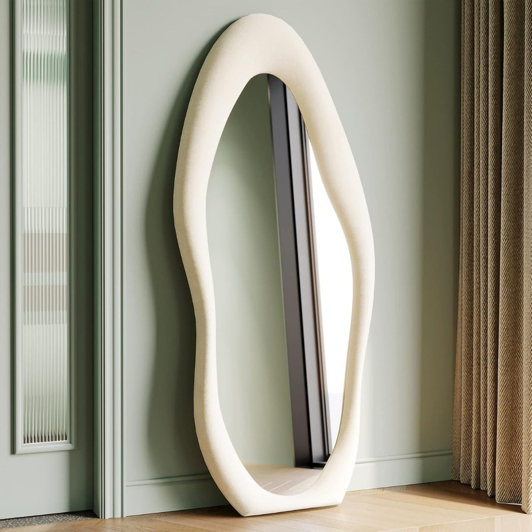 Ivory Flow Contemporary Standing Mirror