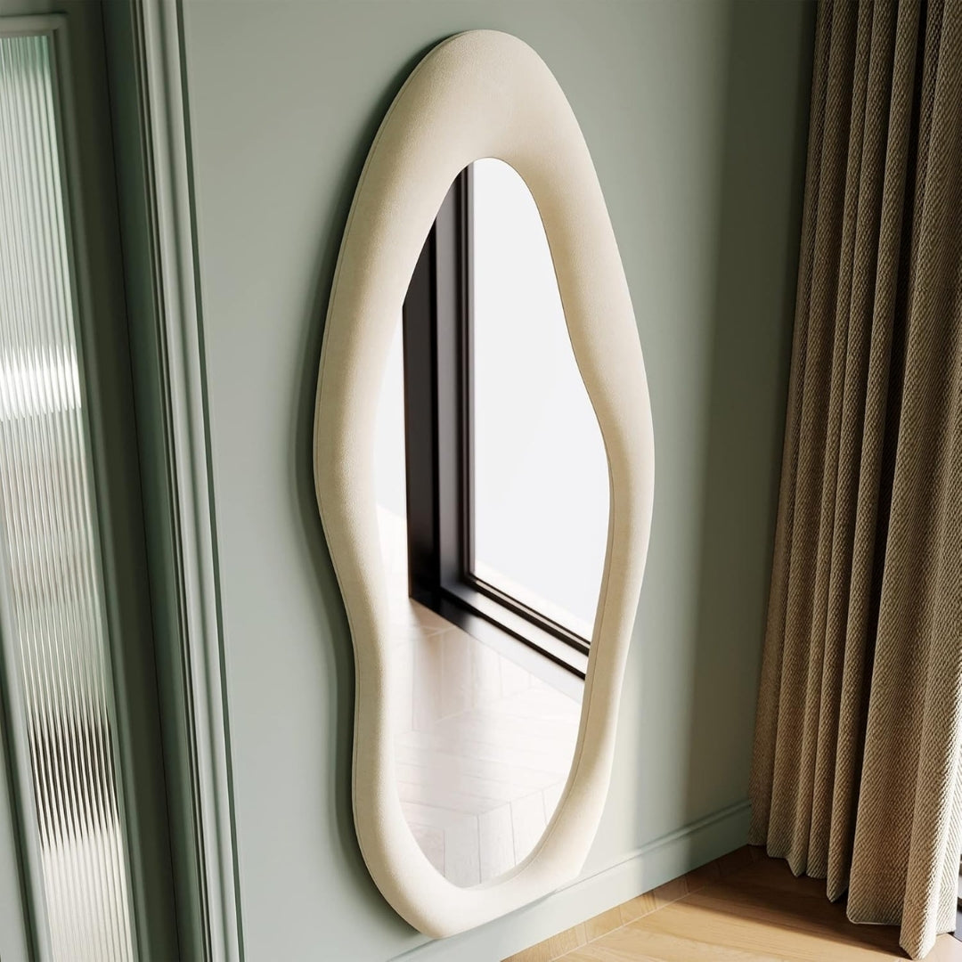 Ivory Flow Contemporary Standing Mirror