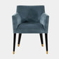 Single Seater Lounge Chair in Solid Blue Velvet Fabric