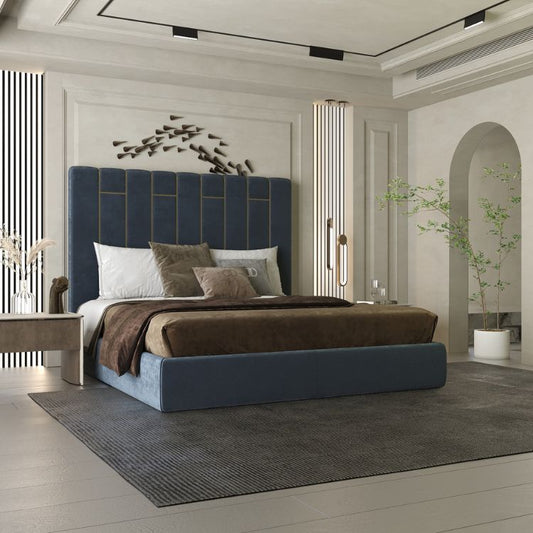 LuxeDream Velvet Upholstered Bed for Classical Bedroom
