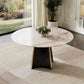 4 Seater Round Dining Table With Marble Top Finish