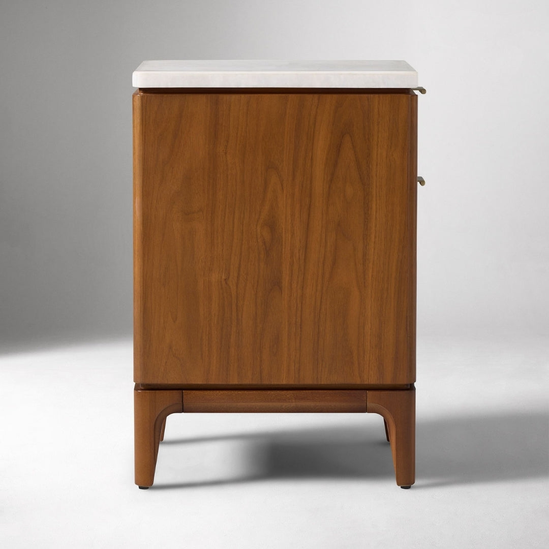 Elegant Two-Drawer Marble Top Nightstand
