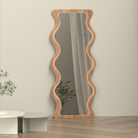 Brown Curved Border Full-Length Standing Mirror