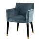 Single Seater Lounge Chair in Solid Blue Velvet Fabric