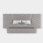 Velvet Upholstered Modern Grey Bed With Hydraulic Storage