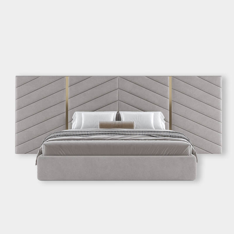 Velvet Upholstered Modern Grey Bed With Hydraulic Storage