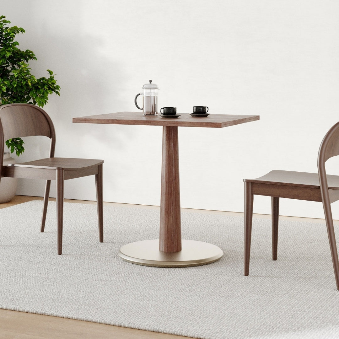 Golden Base Brown Wood Rectangular Cafe Table
