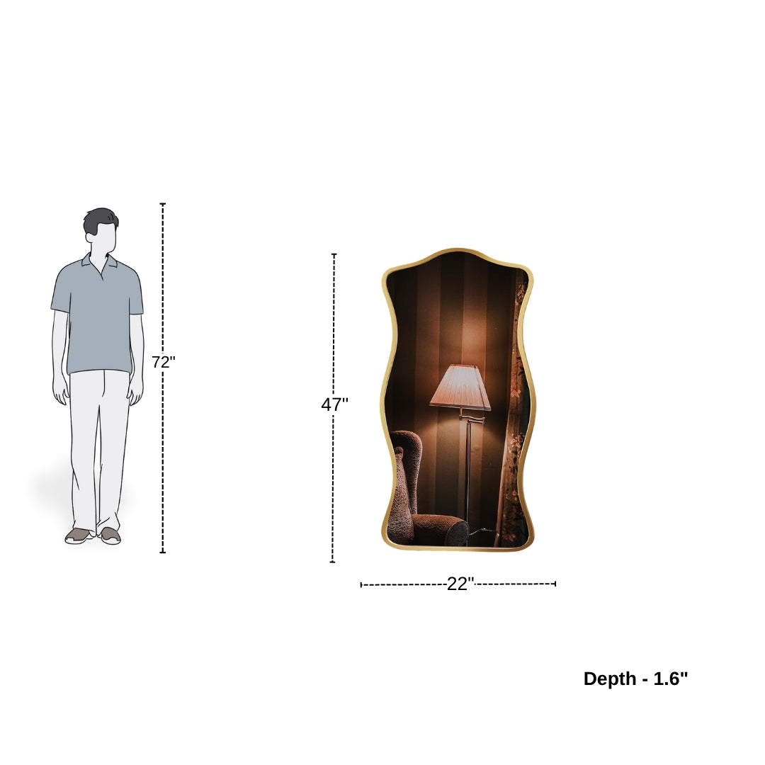 Caramel Brown Wavy Frame Standing Mirror
