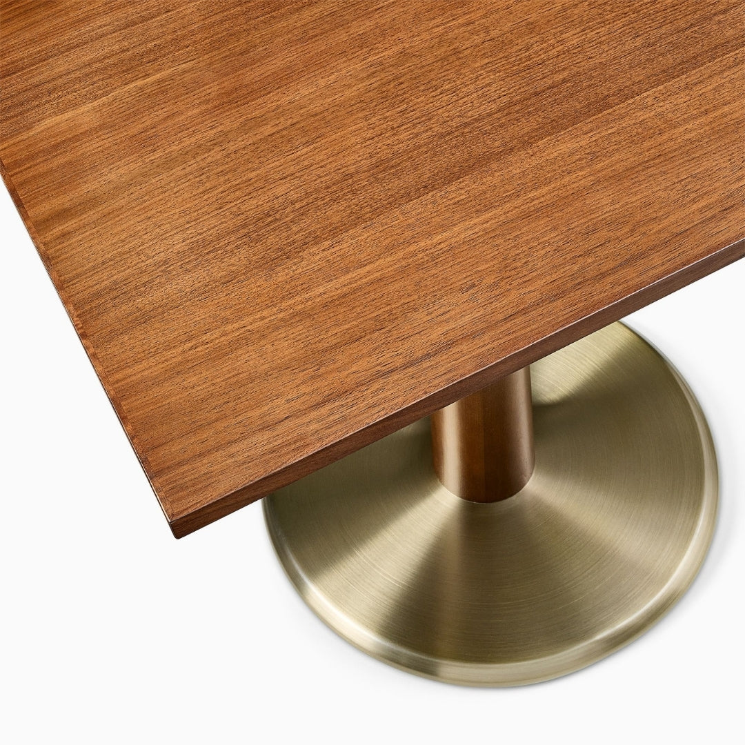 Golden Base Brown Wood Rectangular Cafe Table