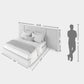 Velvet Upholstered Modern Luxury White Bed With Hydraulic Storage