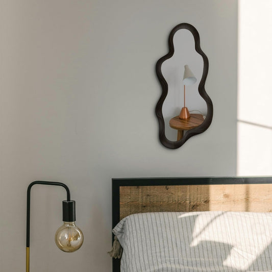 Black Irregular Framed Wall Mirror
