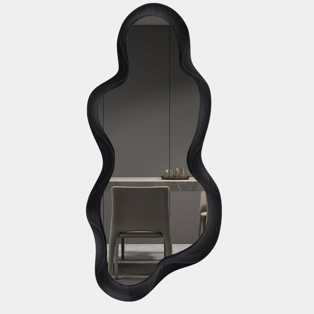 Black Irregular Framed Wall Mirror