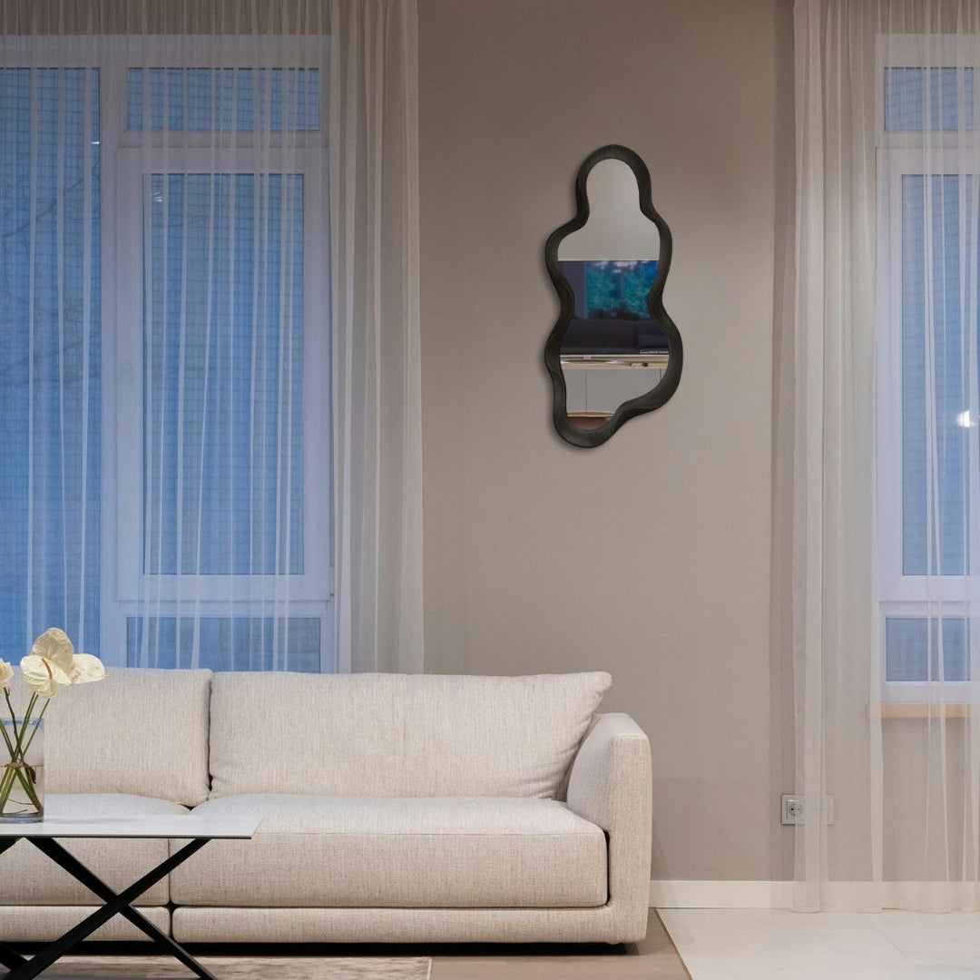Black Irregular Framed Wall Mirror