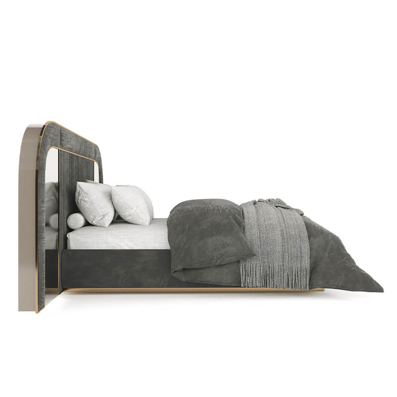 Modern King-Size Double Bed with Solid Headboard