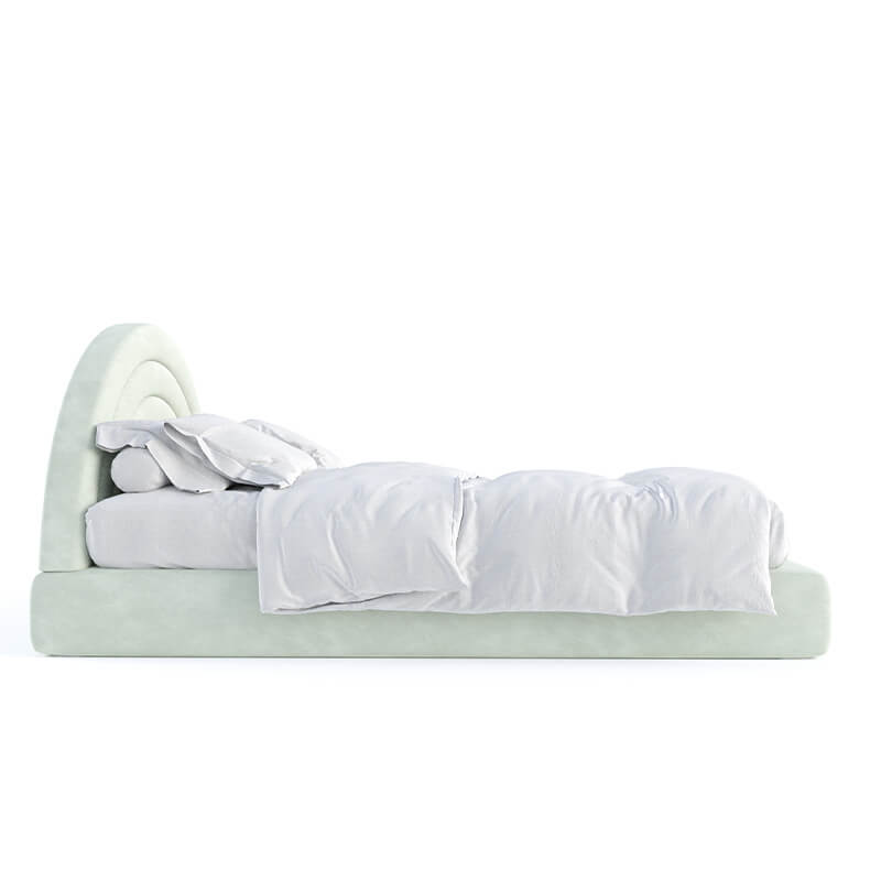 Modern Sunrise King-Size Green Bed with Hydraulic Storage