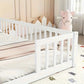 Double Capacity White Baby Bed for Small Kids With Protecting Guardrails