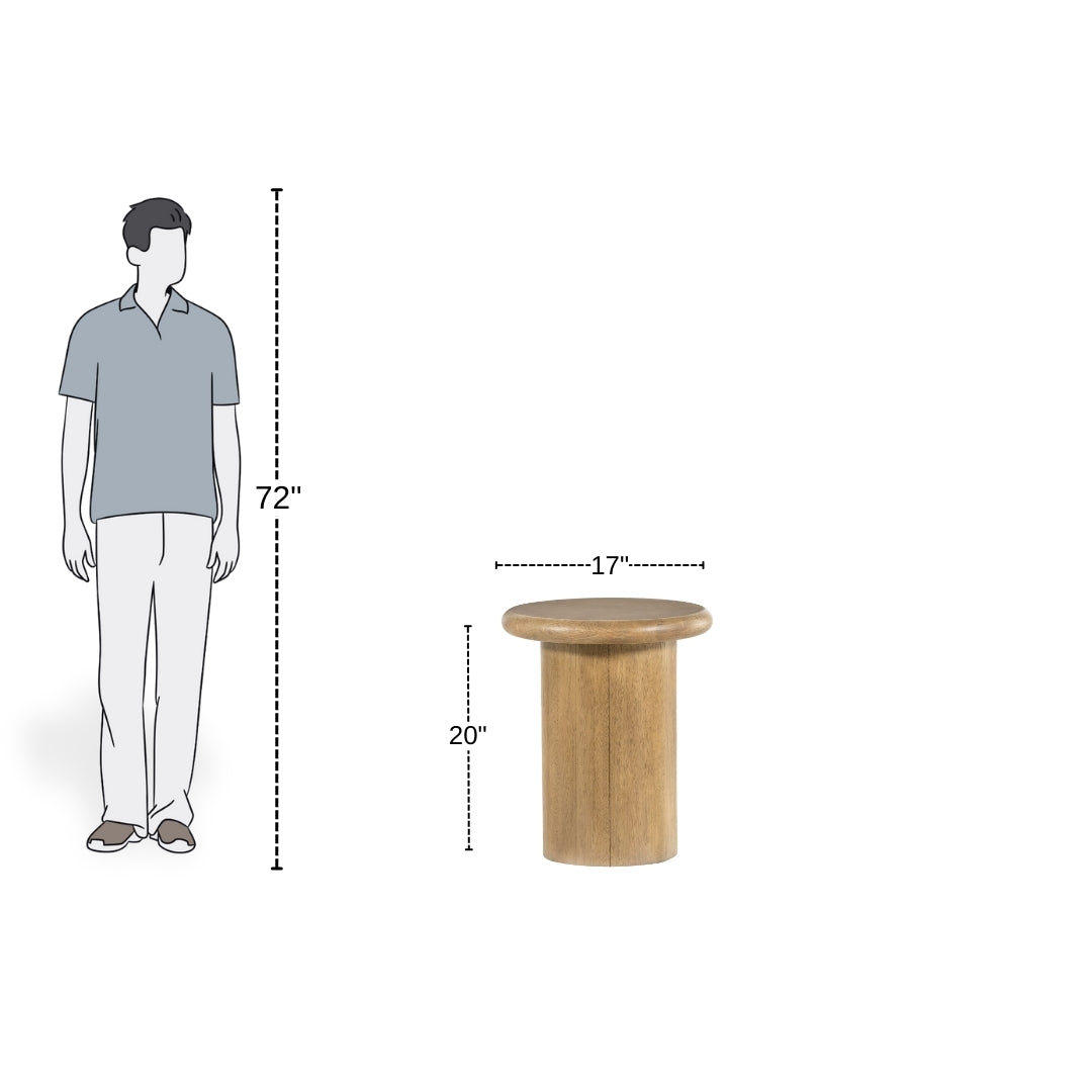 Pillar Base Lightwood Side Table